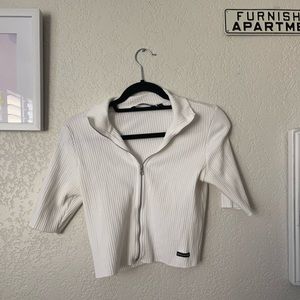 Calvin Klein White Zip Crop Top